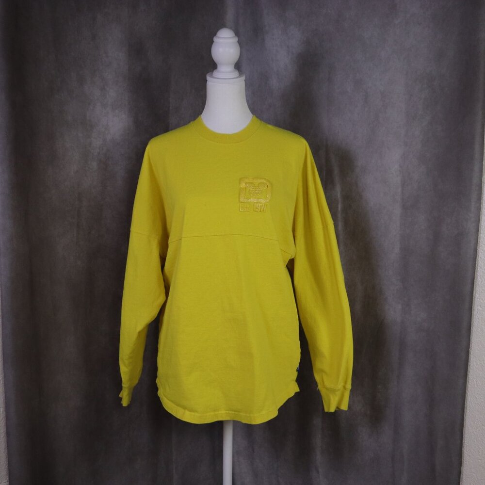 Disney World Spirit Jersey Womens XS Yellow Glitter Logo Spell Out Mickey Mouse - Picture 2 of 11